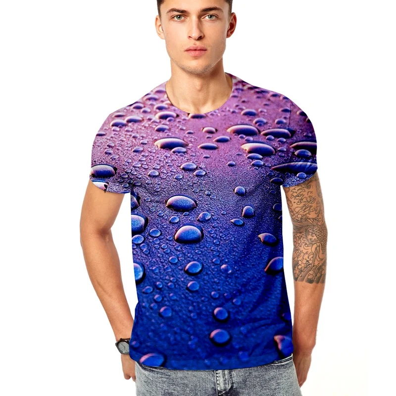 Men/Women Water Drops 3D Effect Rain Drops T Shirt 3D Print T-shirt Personality Stylish Casual T-Shirt