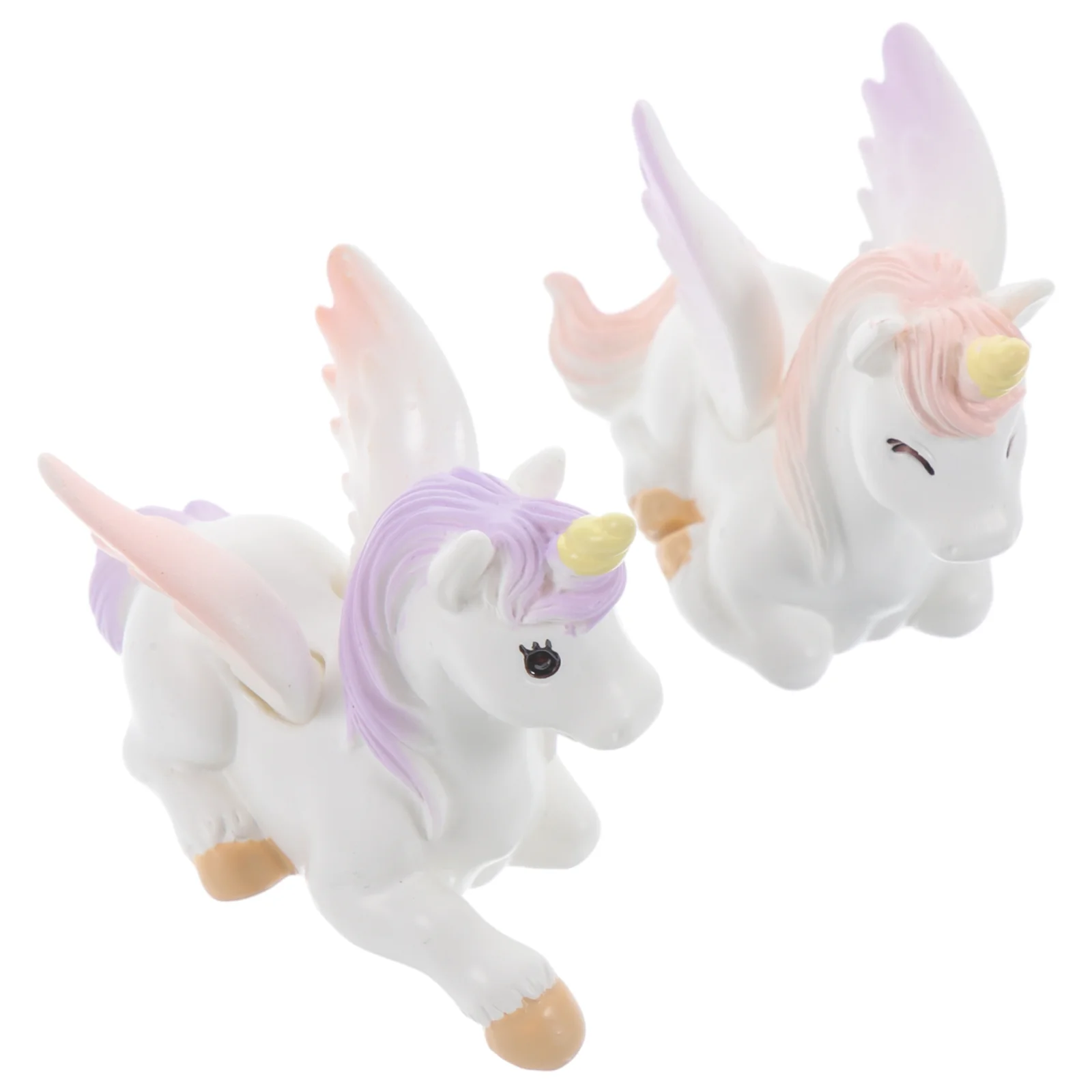 

2 Pcs Micro Landscape Decoration Tiny Ornament Resin Miniature Unicorn Shape Garden Statues Toys