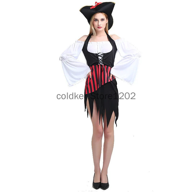 Classical Adult Caribbean Pirate Halloween Costume Men Women Robber Cosplay Couple Outfits Carnival Easter Purim Fancy Dress