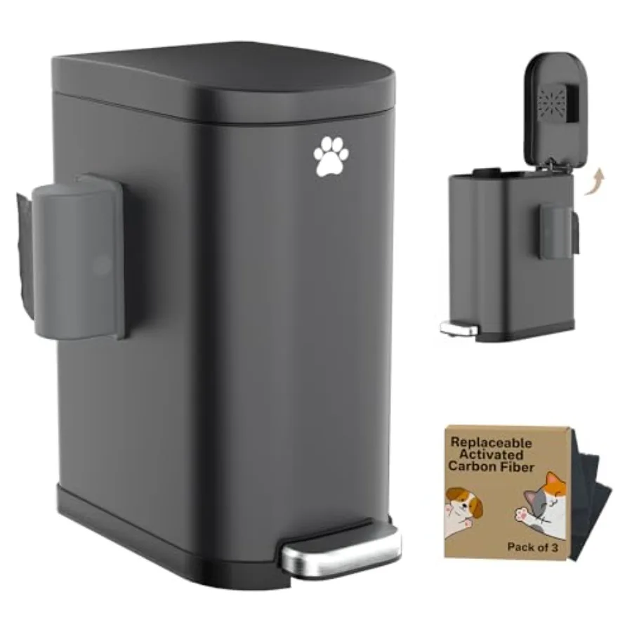 

Dog Poop Trash Can Outside with Odor Control Lid and Step Pedal 3.2Gal Stainless Steel Outdoor Trash Can Waterproof Dog Waste C