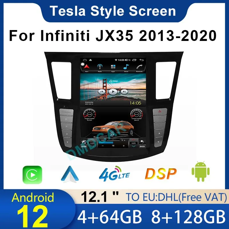 

12.1" Android 12 Tesla Style Vertical Screen For Infiniti JX35 2013-2020 GPS Navigation Wireless Carplay Blue-tooth Video Player