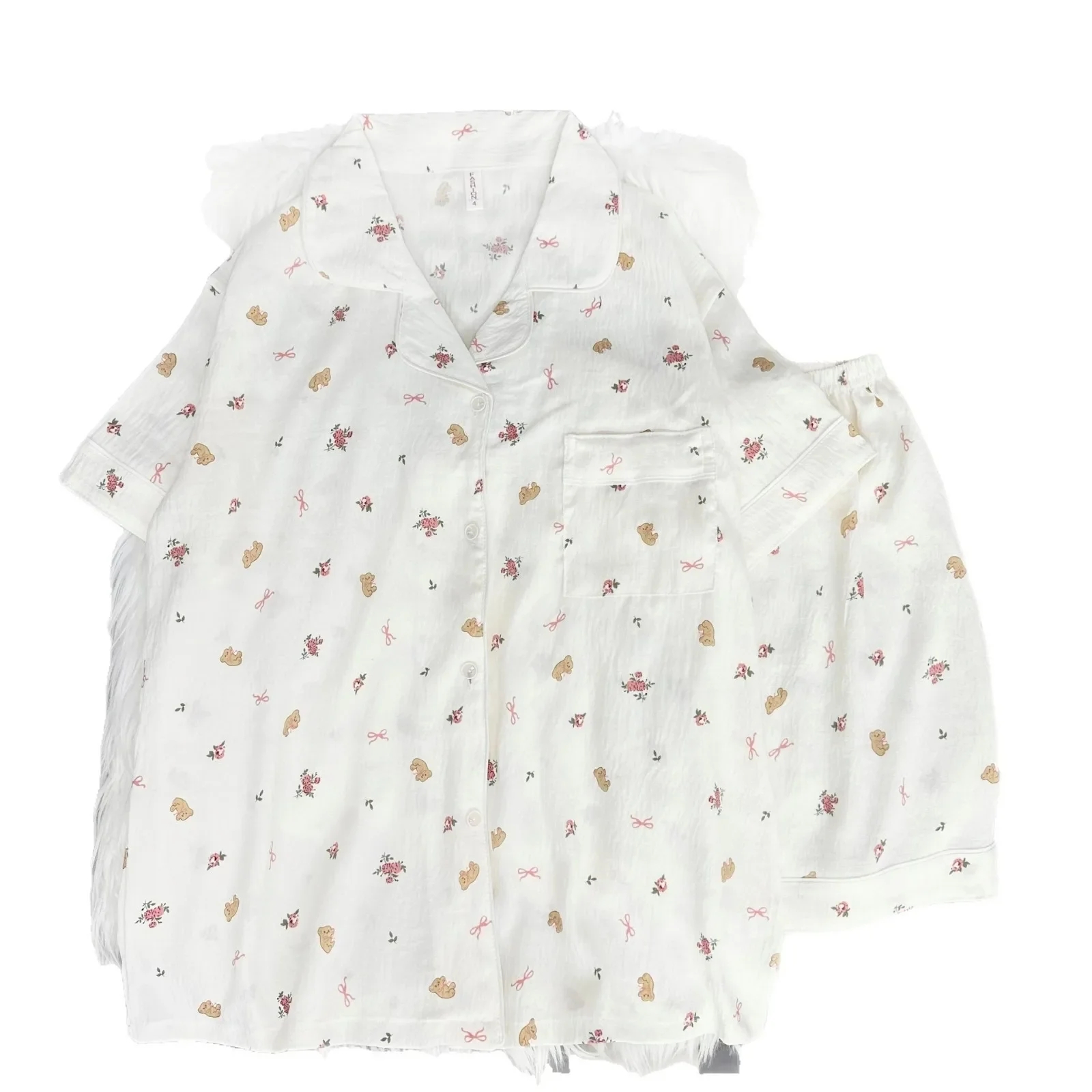 Minimally Designed Sleepwear for Women in Summer Featuring Loose Floral Shortsleeved Shorts and Thin Home Outfit Set Homewear 5