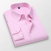 TFETTERS camisa rosa para hombre primavera otoño camisa de negocios de manga larga para hombre camisas de vestir formales ajustadas de poliéster para ropa de hombre