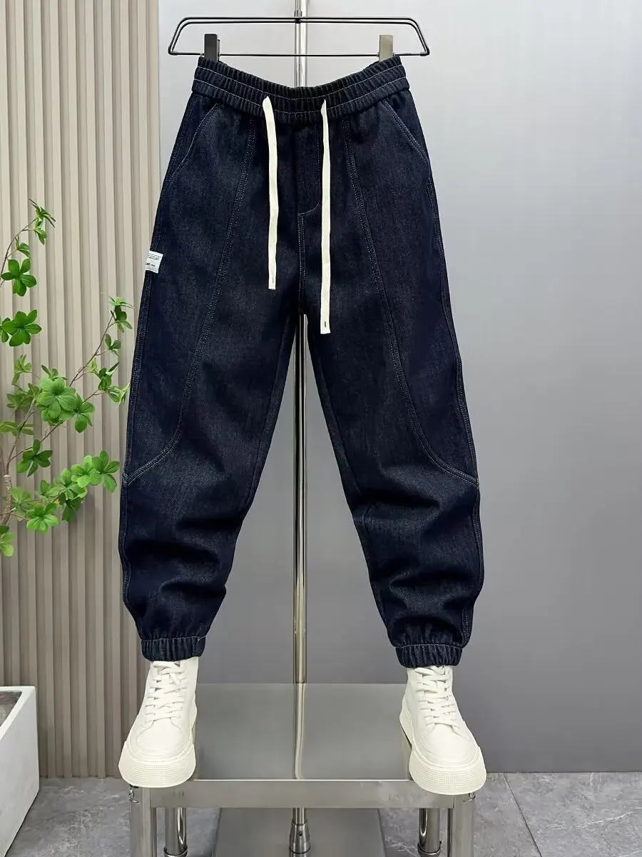 جينز هاراجوكو الأمريكي القديم الأزرق المغسول فضفاض جديد Y2K الاتجاه مستقيم الساق غير رسمي بنطال ذو قصة أرجل واسعة للرجال سراويل جينز منحنية #1