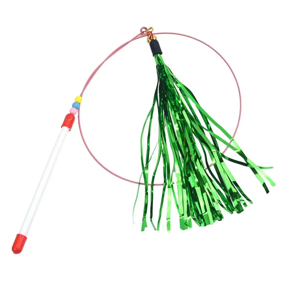 Cat Teasing Stick Toy Set with Bell Tassel Bright Colored Stick for Kitten Playing