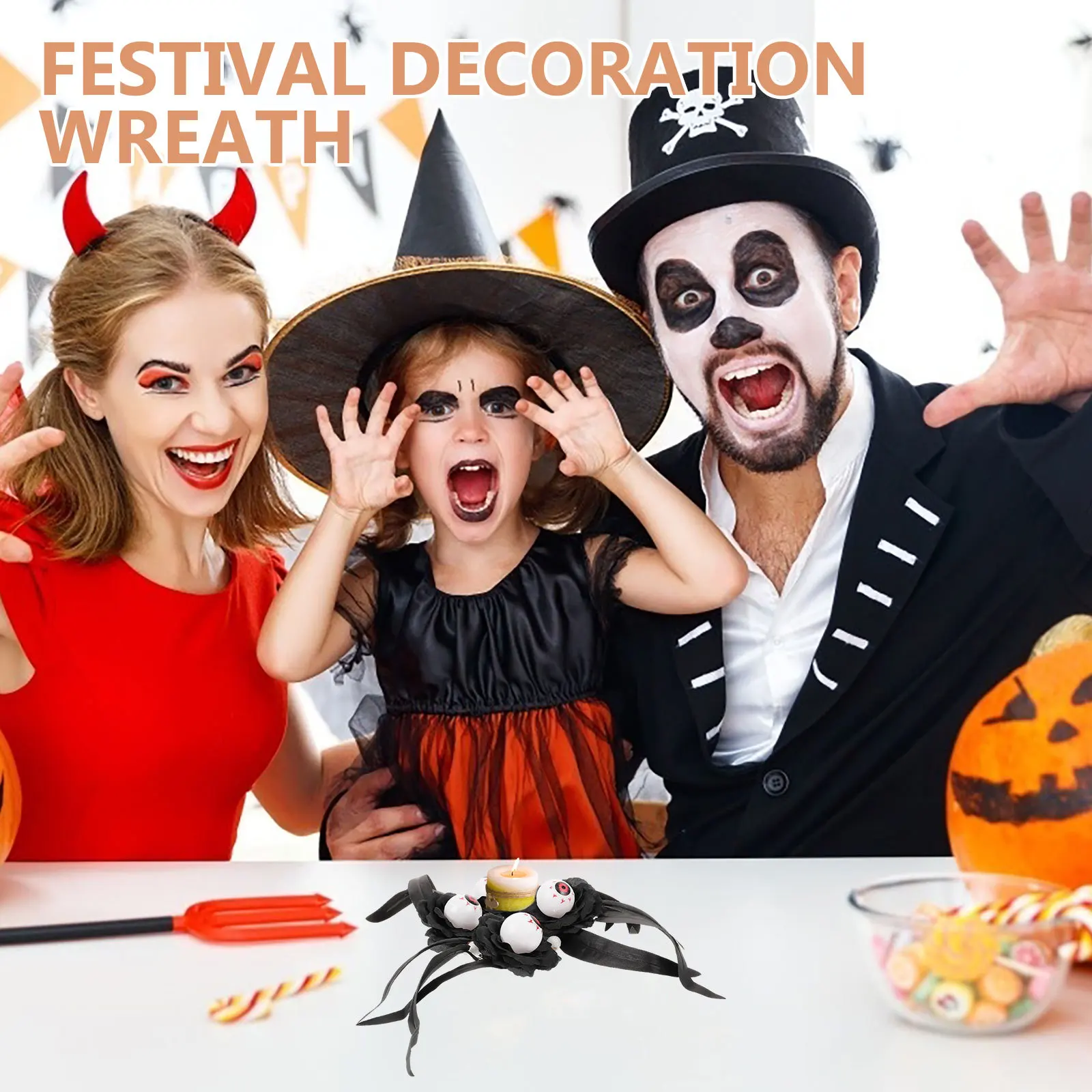 

Ring Wreath Halloween Eyeball Design Tabletop Wreath Spooky Ambiance Home Decor Gift Idea Ring Party Decoration