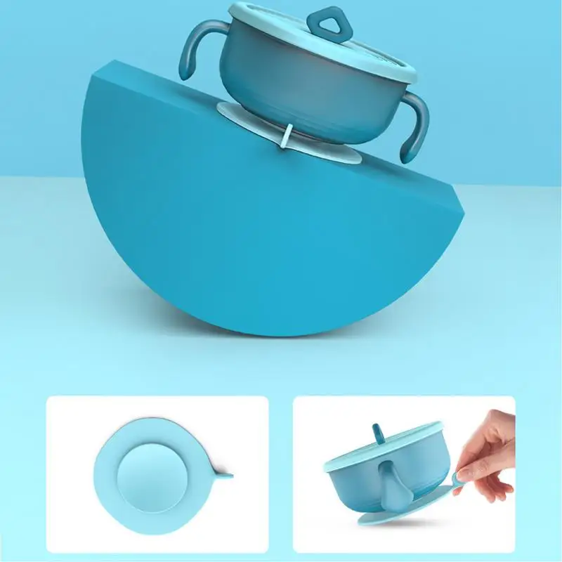 Suction Bowls For Toddlers Baby Self Feeding Plates With Lid Multifunctional Baby Snack Bowl With Lid Straw And Ergonomic Handle