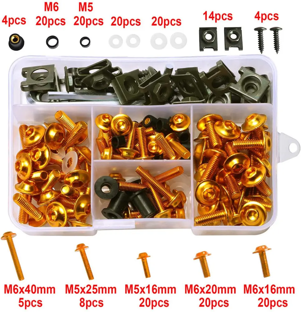 1 Set Aluminum Windscreen Screws Colorful Fasteners Screws  Set Motorcycle Fairing Bolt Kit Motorcycle Modified Parts