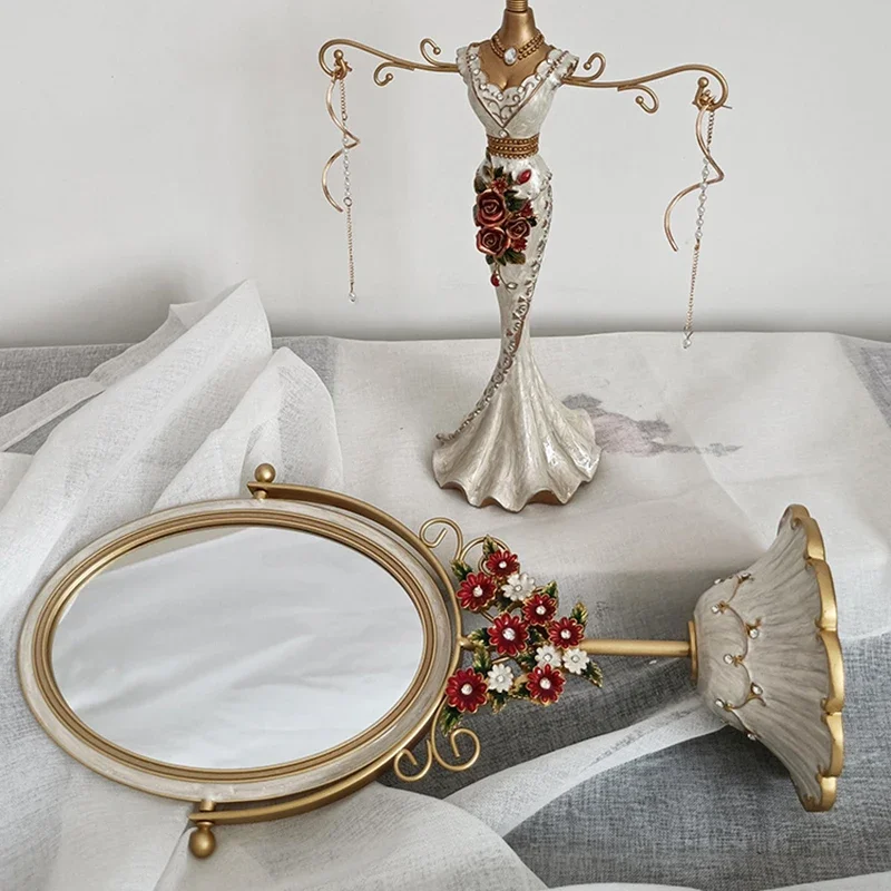 

Rose Gold Makeup Mirror Dressing Table Small Design Luxury Vintage Bohemian Mirrors Vanity Deco Chambre Room Decor Aesthetic