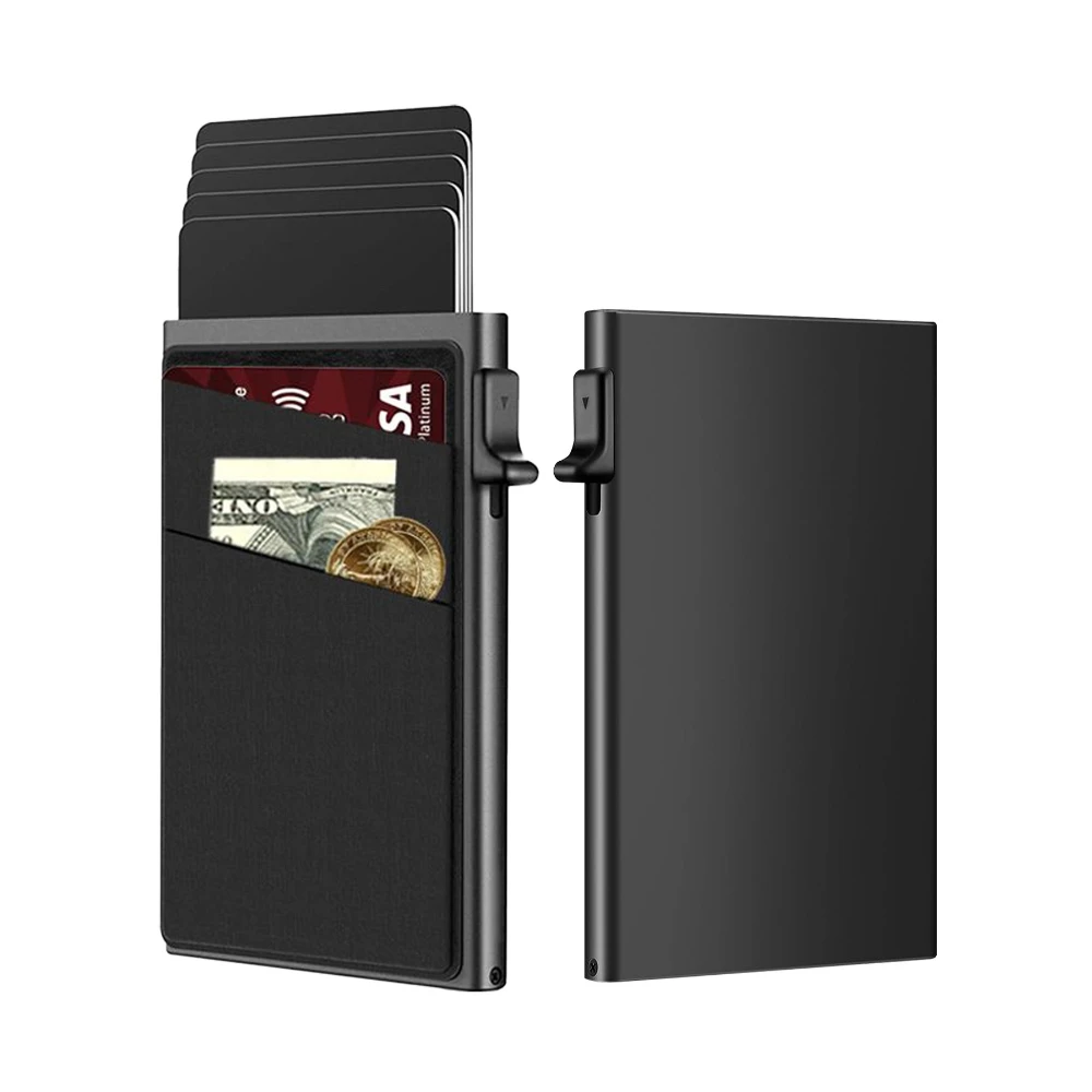 Anti-theft Cards Protectors Card Holder Minimalist Smart Wallet RFID Protection Aluminum Metal Box Cardholder Case Porte Carte