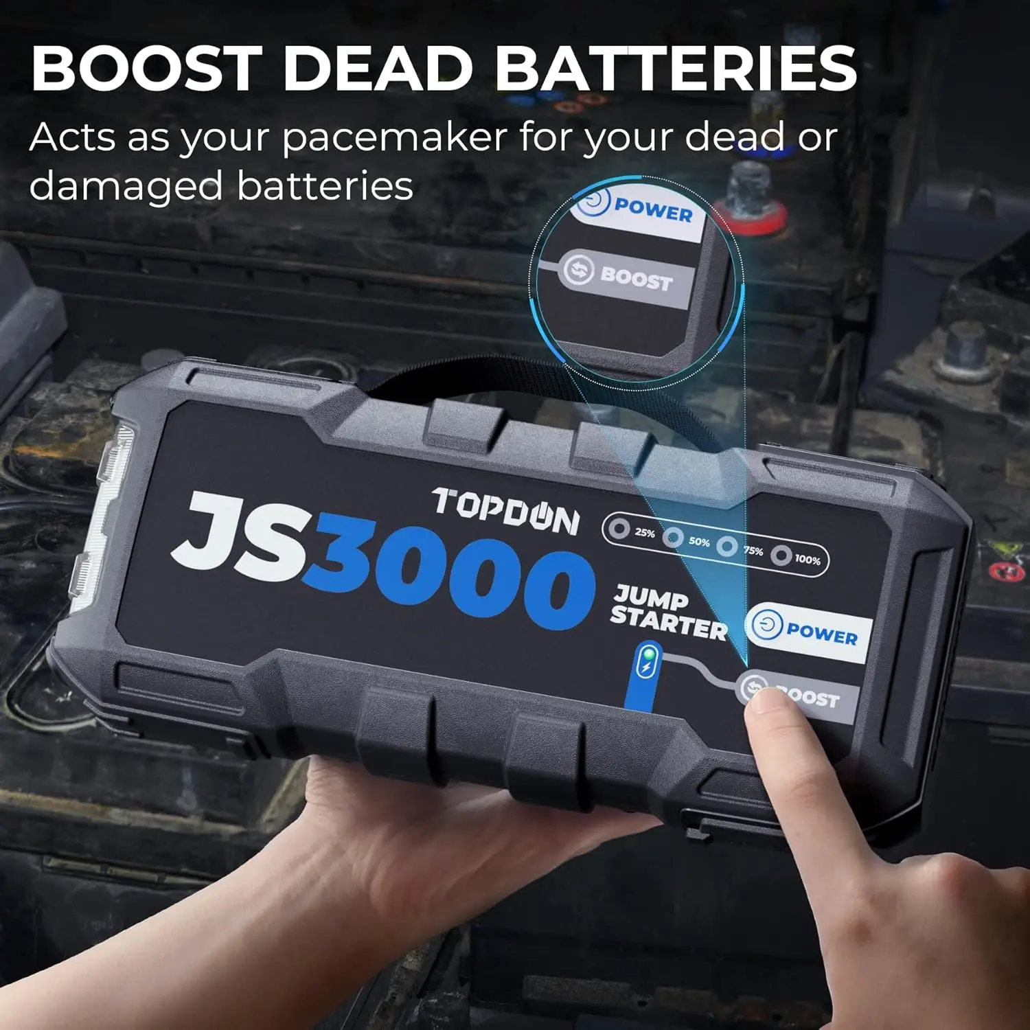 Topdon Jump Starter JS3000/JS2000Pro/JS1200pro 3000A/2500A/1500A/1200A Power Bank 12V Car Starting Device for Booster - Image 5