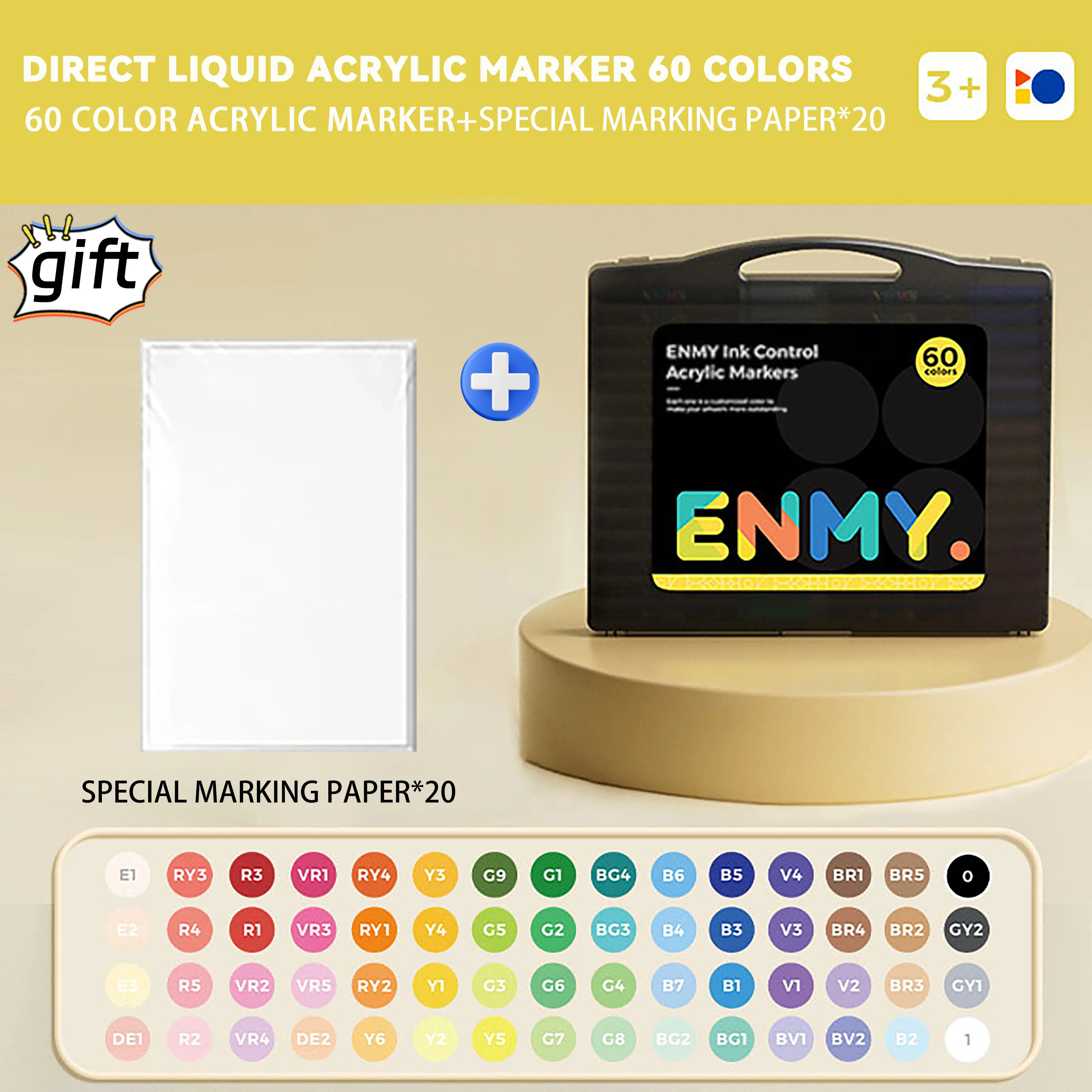 enmy Black box Direct Vloeibare acrylstiften met papier 24-80 kleuren zachte kop kleurrijke schilderpen DIY Paint Marker