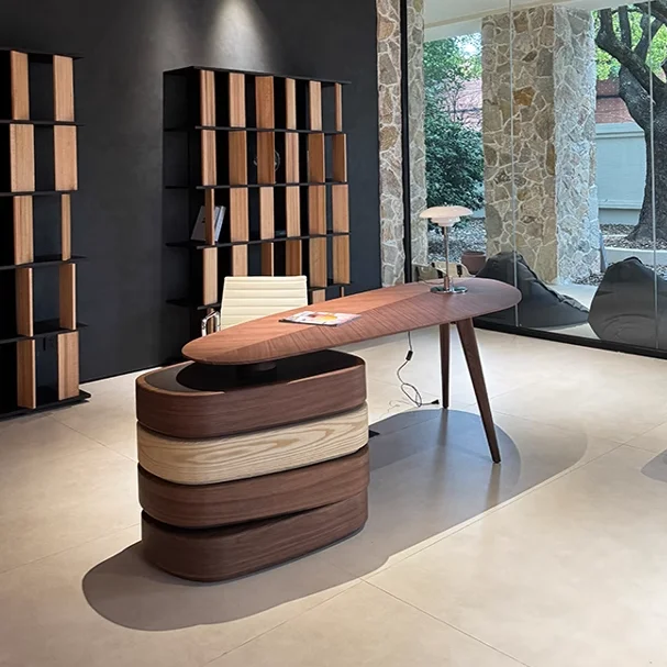 Modern Luxury Boss Office Desk Chair Combination Durable Fashionable Large Class MDF Wooden Furniture For Villa Living Room Use