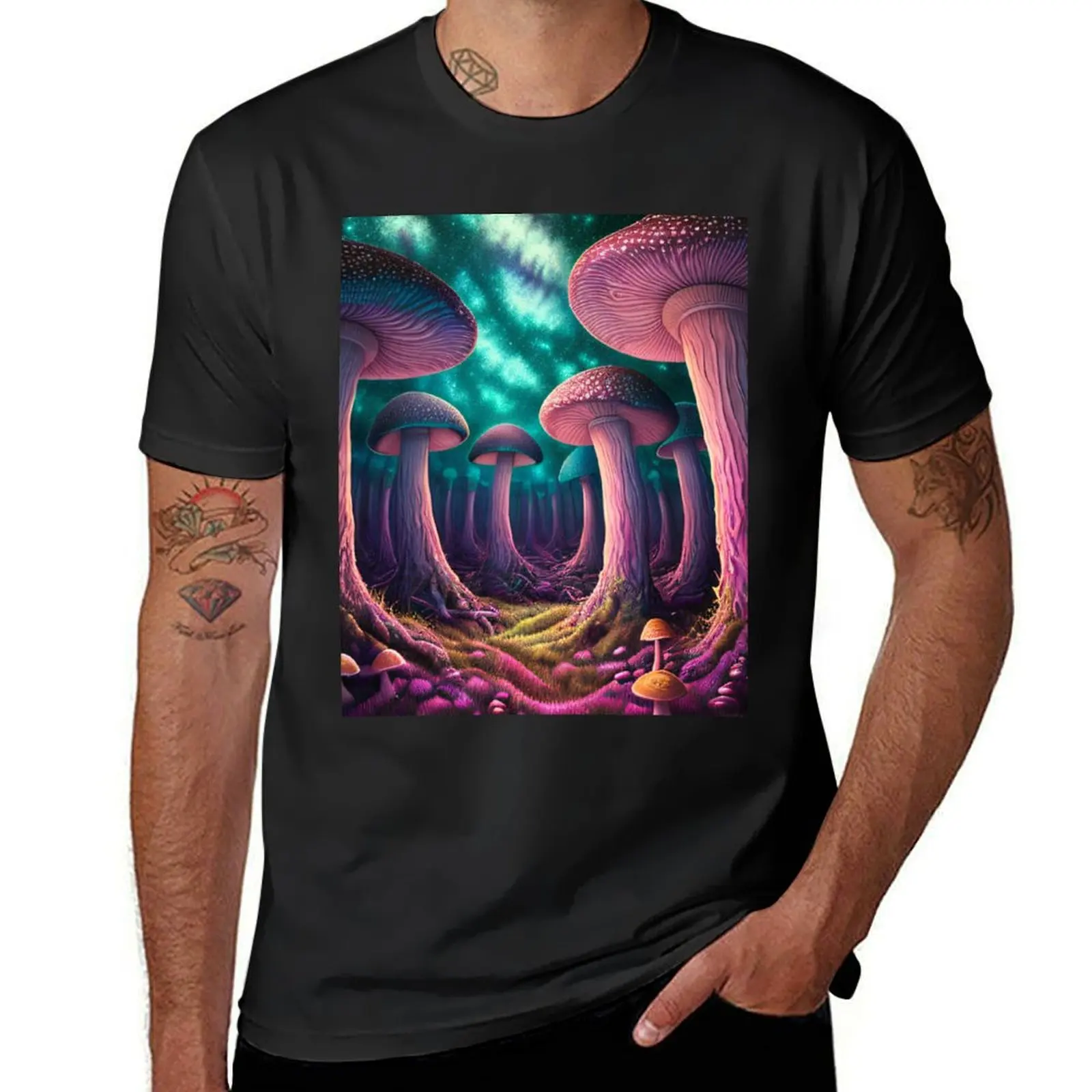 Mushroom Galaxy #21 T-shirt graphics animal prinfor boys blacks boys whites fitted t shirts for men