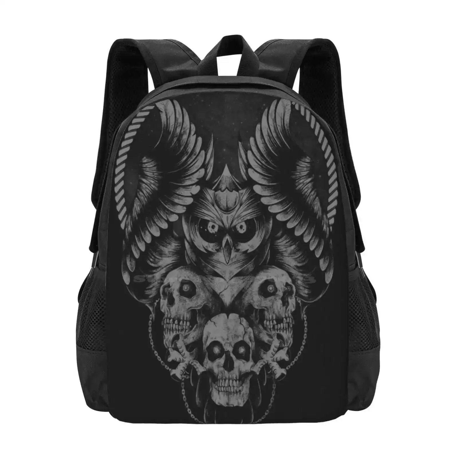 

Terror Hot Sale Schoolbag Backpack Fashion Bags Owl Skull Horror Fantasy Animal Stars Space Hunter Wild Prey Cosmic Dark Art