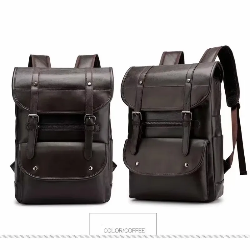 UltraKey New Fashion men's PU leather travel large capacity shoulder bag  backpack