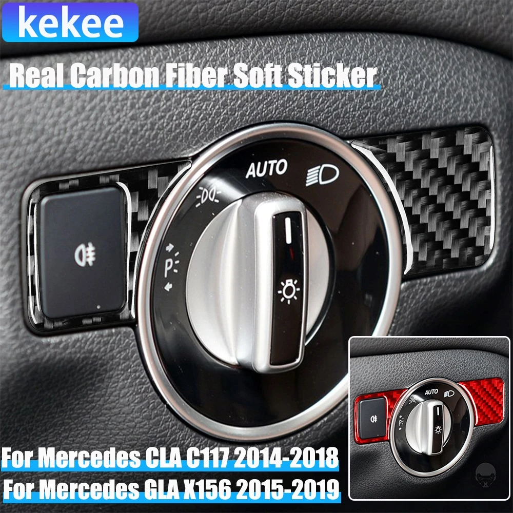 

Real Carbon Fiber Car Accessories Dim Light Decorative Cover Soft Sticker For Mercedes CLA C117 2014-2018 GLA X156 2015-2019