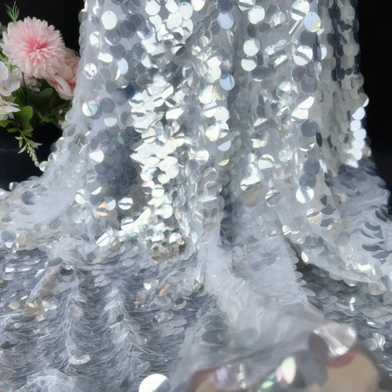 Encrypted Crystal Sequin Fabric for Ceremonial Dress Curtain Decoration Wholesale Cloth for Sewing Diy Material