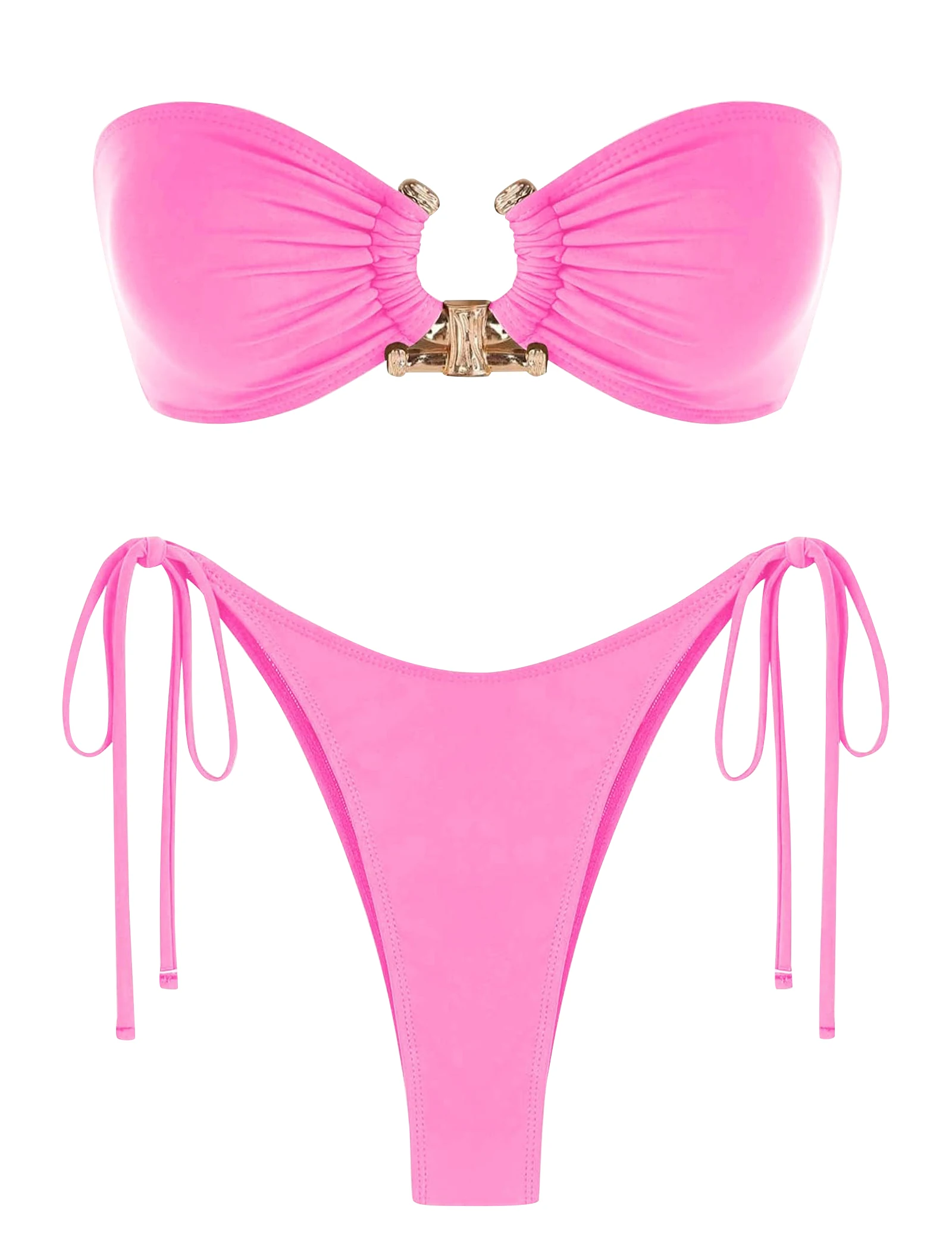 حلقة معدنية العصابة بيكيني مجموعة التعادل الجانب ثوب السباحة عالية قطع 2 قطعة ملابس السباحة انقطاع ملابس السباحة