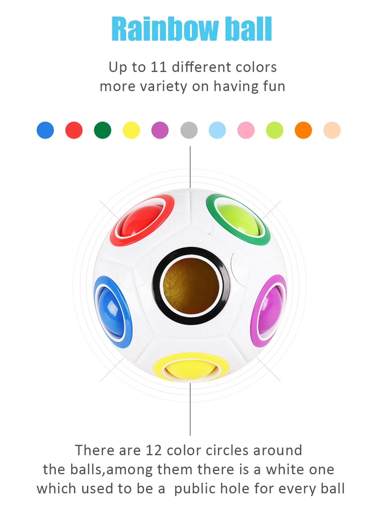 SENGSO 3D 레인보우 볼 세트 마법 레인보우 볼 스킬 게임 개발 장난감 (여아 및 남아용) 3D 퍼즐 & 공간 사고력 향상