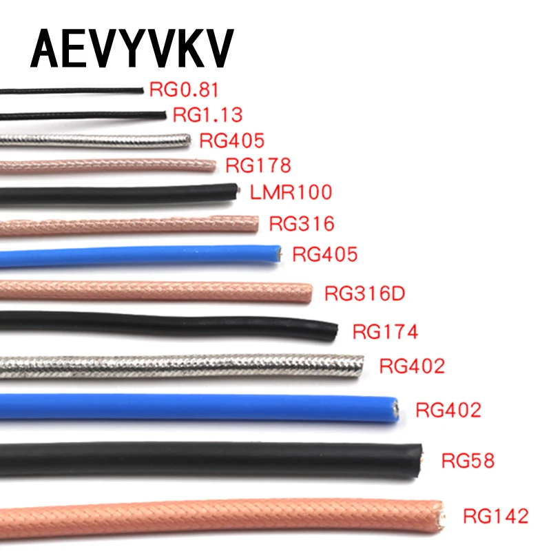 Nieuwe Rf Coaxiale Kabel Rg178 Rg174 Rg316 Rg58 Rg142 Rg405 Rg402 Lmr100 Rg1.13 Rg0.81 Rg316d Draad Laag Verlies 50ohm 1Meter Lang
