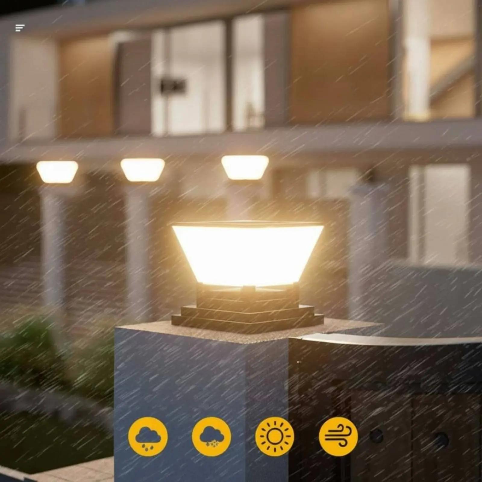 Solar Post Light Water Resistant Solar Fence Light Fence Cap Lantern Waterproof Outdoor Lighting Easy to Install view 2