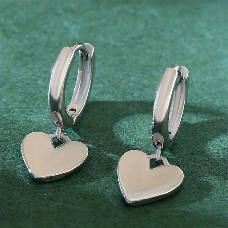 بسيطة النحاس معدن القلب أقراط للنساء خمر الذهب اللون الحب القلب انخفاض القرط هدايا الزفاف عيد الحب مجوهرات