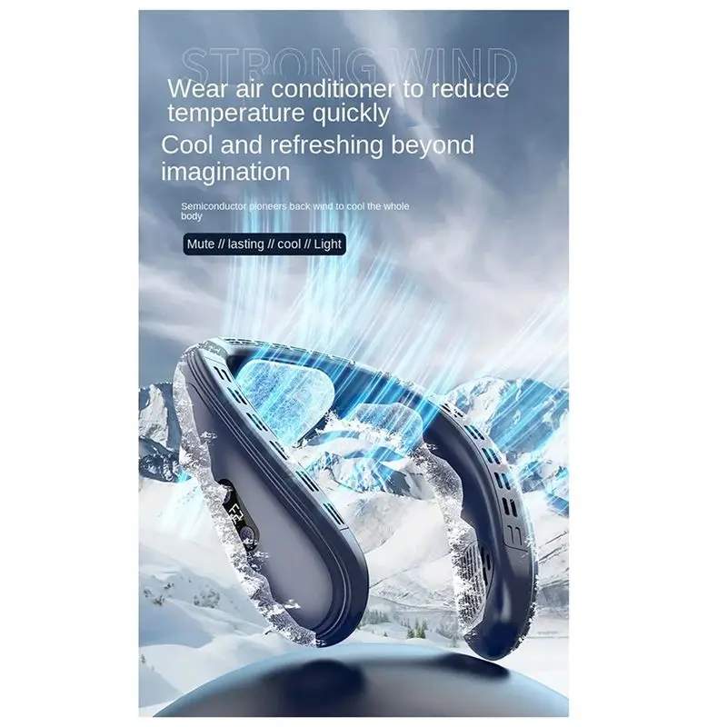 TAIGH-Portable Neck Air Conditioner Fan Rechargeable Refrigeration Bladeless Fan Outdoor Personal Fan Wearable Cooler