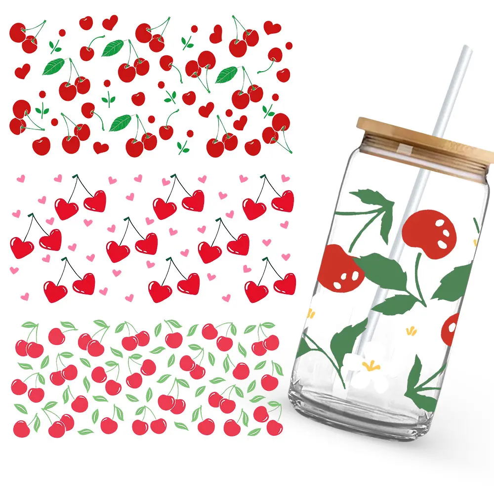 Cherry Mushroom Cute Sweet UV DTF Transfer Sticker Film Self-adhesive Smooth Glossy Protection Fade-Resistant Decals