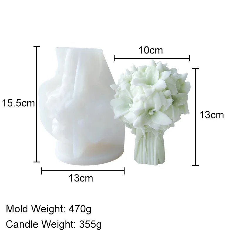 Silicone lily bouquet mold candle soap and silicone crafts elegant white flower design home decoration making tools