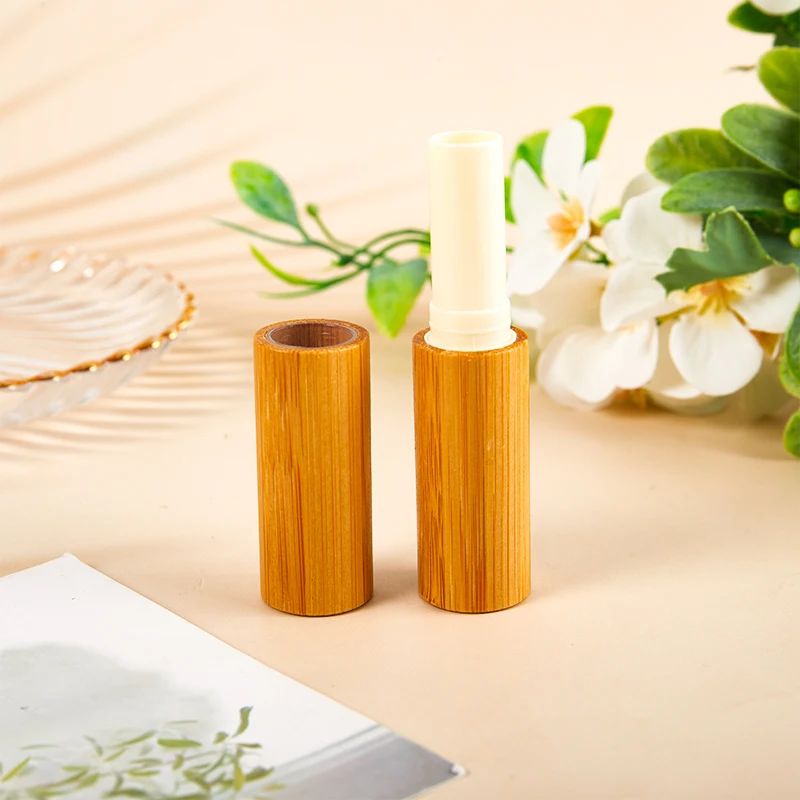 1PC 4/5g Bamboo Empty Lipstick Tubes Refillable Three Section Lip Balm Tube Containers Cosmetic Lip Gloss Deodorant Case