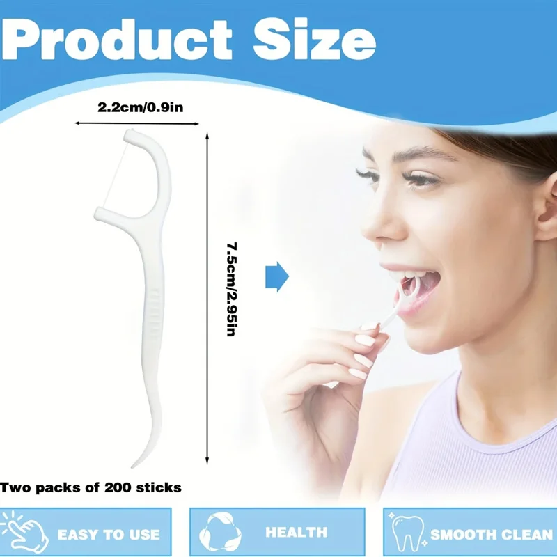 50 Pieces,Disposable Plastic Toothpick Floss – High Tensile, Smooth, Cleans Interdental Residues, Portable