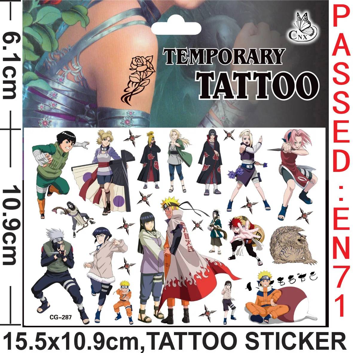 New Naruto Tattoo Stickers Japanese Anime Figure Kakashi Sasuke Halloween Cosplay Sticker Toys Children Partys Supplies Gifts