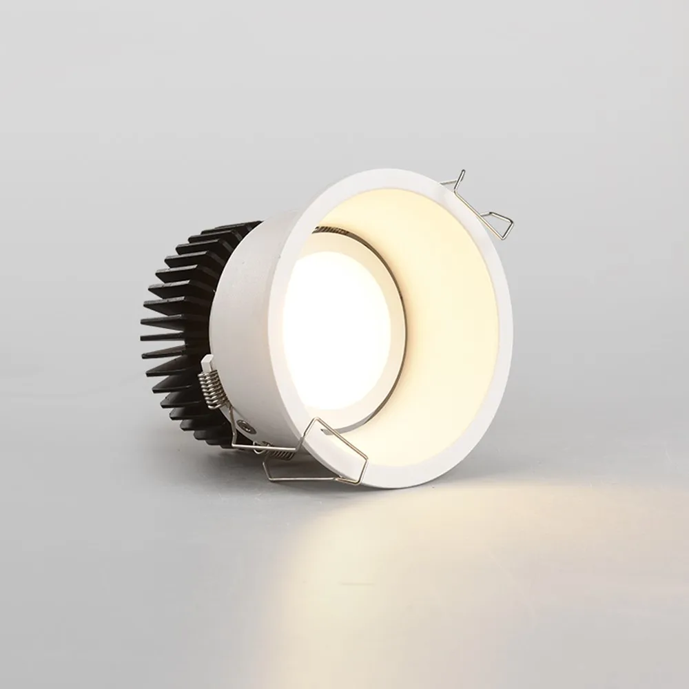 Anti-Glare LED Downlight Recessed Ceiling Lamp Black/White Dimmable COB Spot Light 85V-265V 7W 12W 20W Kitchen Indoor Lighting