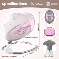 Electric Baby Rocking Chair Bed, with Removable Dolls, Bluetooth Baby Crib Cradle with Remote Control & Music,Gray/Blue/Pink
