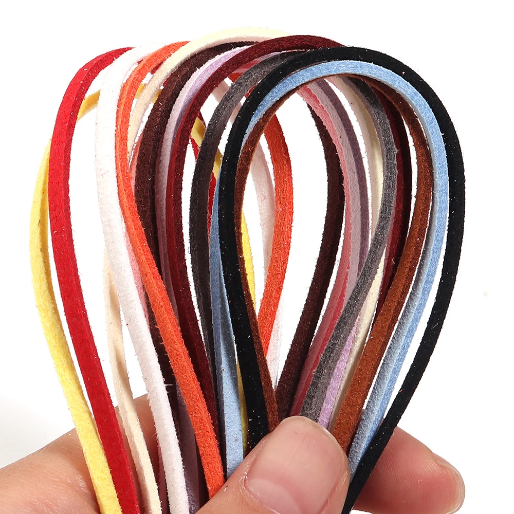 10 Stück 95cm Bunte Flache Lederschnur Kunstwildleder-Kordel Samt-Perlenband für DIY Schmuck Armband Halskette Schlüsselanhänger – Detail 3