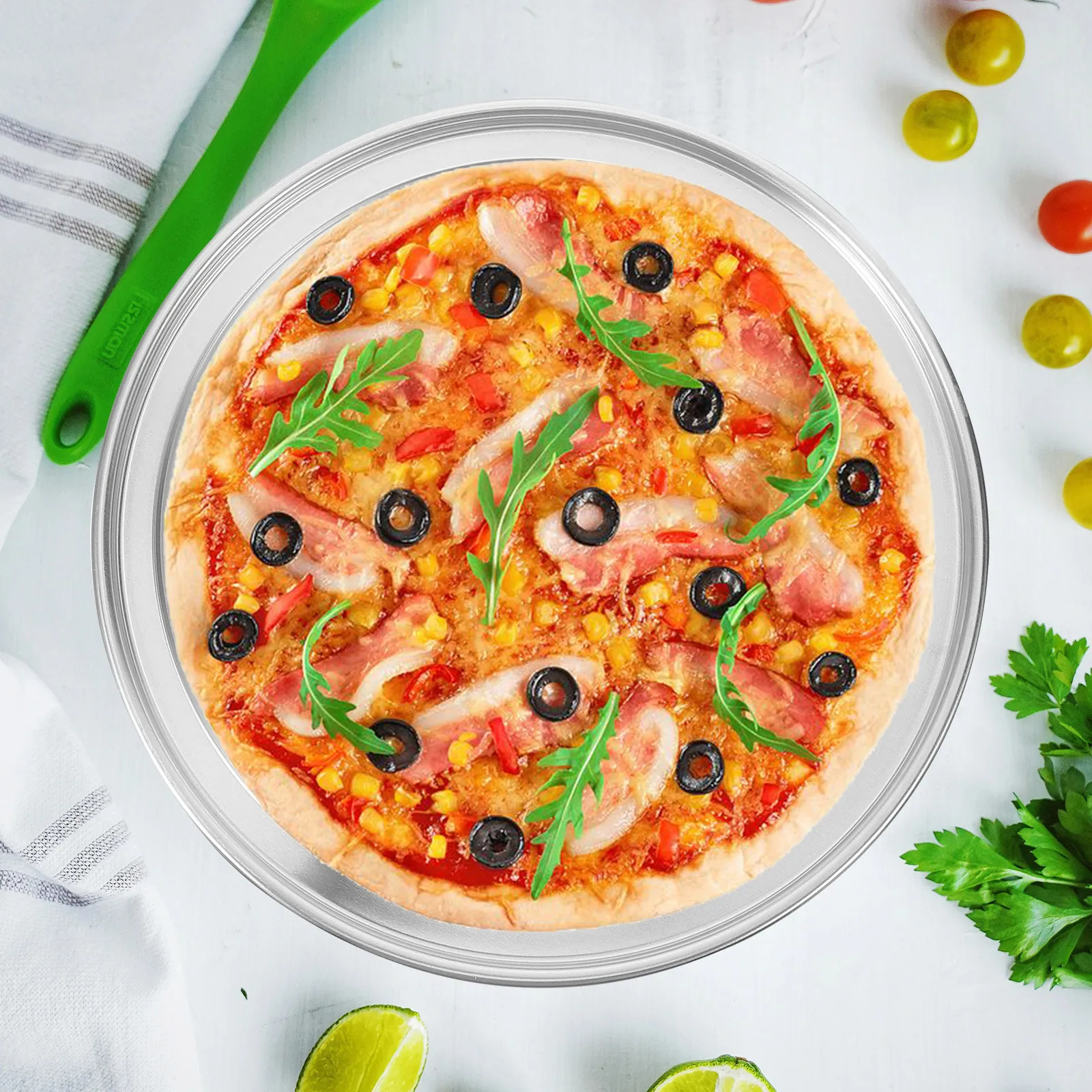 

Pizza Cover Baking Pan Lid Non-stick Round Oven Tray Pie Aluminum Alloy Multi-functional Metal