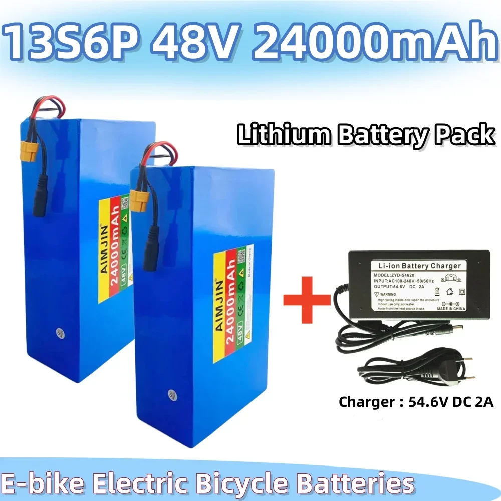 Citycoco-Batería de iones de litio 13S6P de 48V, 100% mAh, 24000 W, para patinete motorizado, con BMS de 50A integrado y cargador de 2000 V, novedad de 54,6