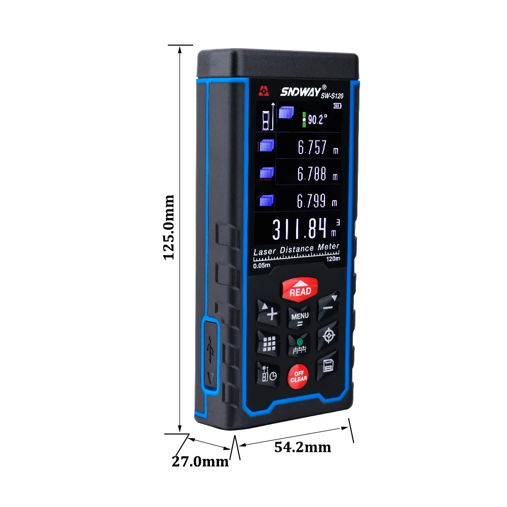 SW-S120 120m Color Screen Camera Electronic Angle USB Portable SNDWAY High Accuracy Distance Meter Laser Mini Rangefinder