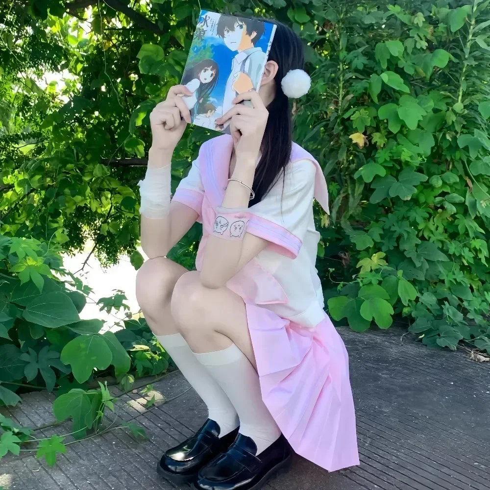 Tuta da marinaio per studentessa giapponese uniforme scolastica per ragazze marinaio da donna Fuku coreano Jk uniforme vestiti scolastici rosa Seifuku