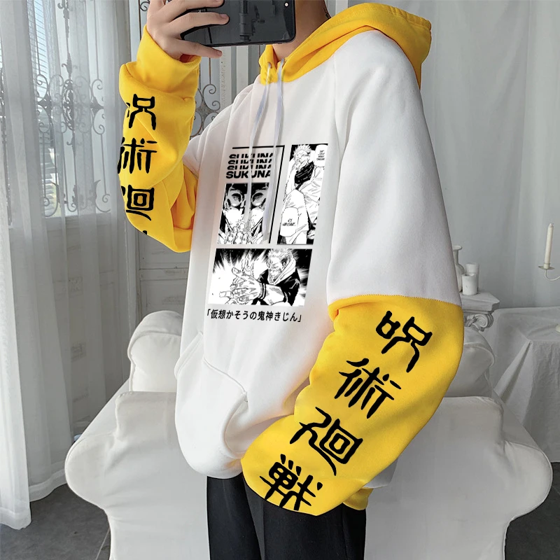 Anime Jujutsu Kaisen Hoodies Gothic Cool Sukuna Ryoumen Manga Harajuku Men Plus Size Autumn Winter Long Sleeve Sweatshirts