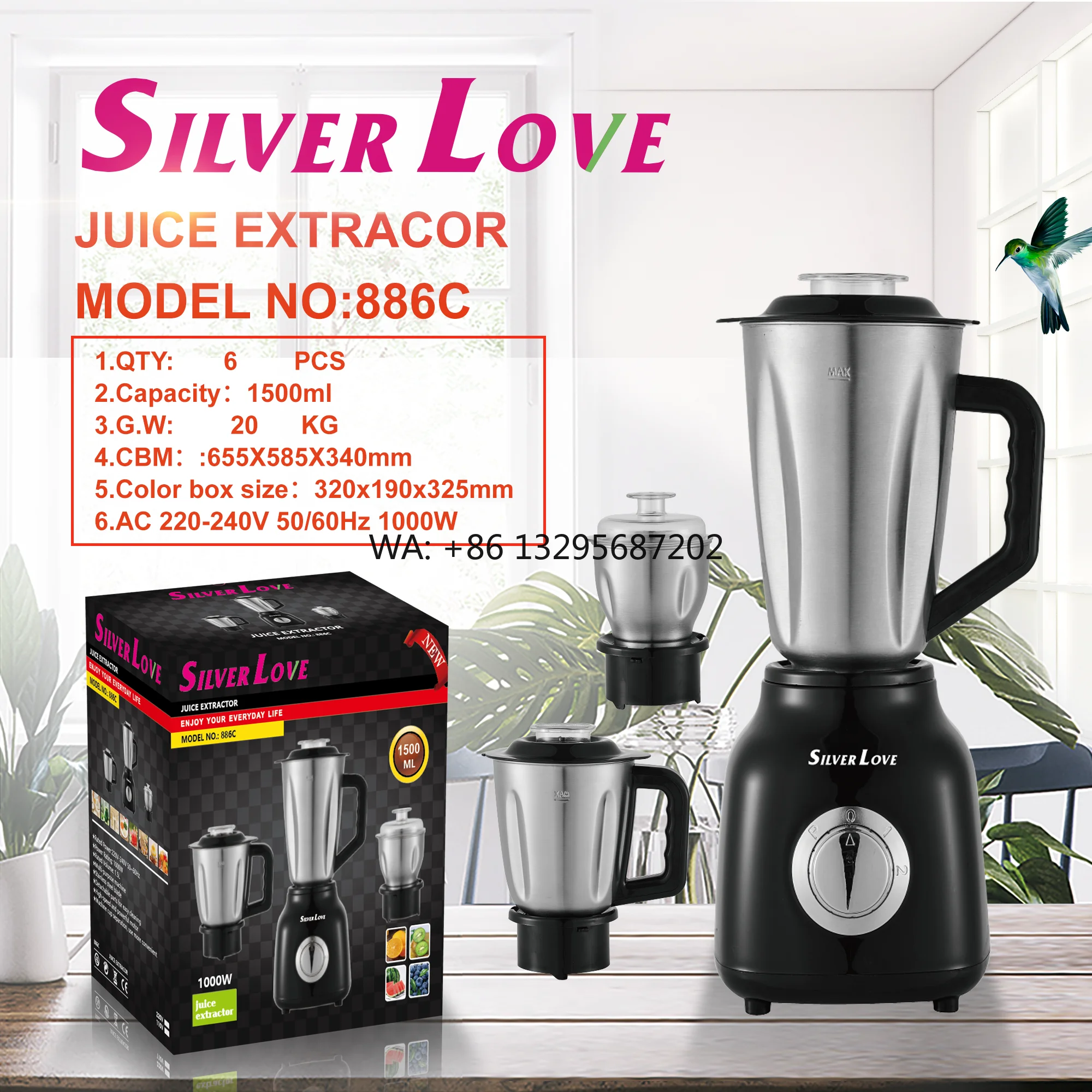 Hot Sale 3-in-1 Multi-function Electric Blender Small Kitchen Juicer With Stainless Steel Blade For Fruit Juice Mixing
