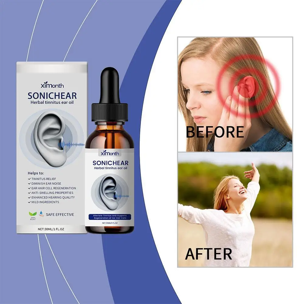 1pcs 30ml Effective Ear Ringing Treatment Discharge Otitis Drops Relief Tinnitus Deafness Breathable Essential Oil Beauty