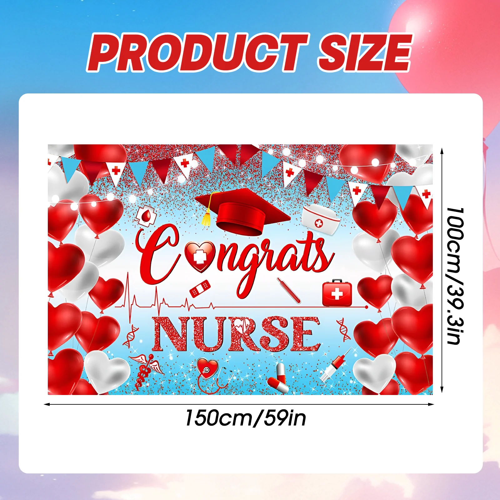 تهنئة ممرضة راية ممرضة حفلة التخرج زينة فئة 2025 غراد خلفية ممرضة غراد خلفية أزرق أحمر