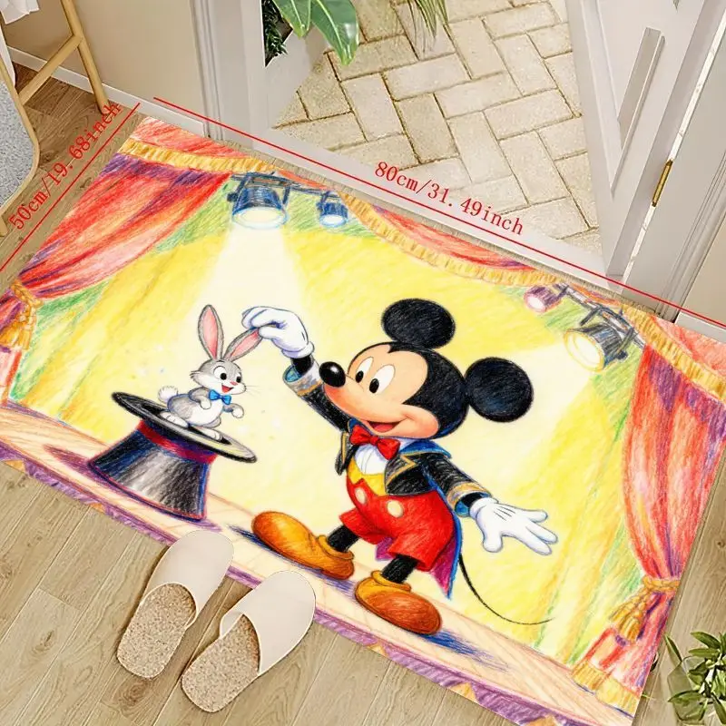 

1 шт. Дисней Микки Маус мультфильм волшебник напольный коврик для детской комнаты декор гостиной, яркий кролик волшебное шоу Нескользящий моющийся