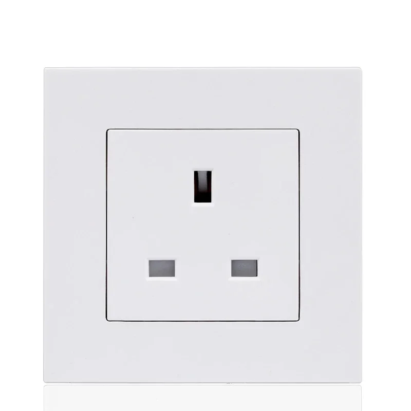 13A UK wall power socket flame retardant PC panel 86mm *86mm white/black/gold/sliver wall socket British 110-250V