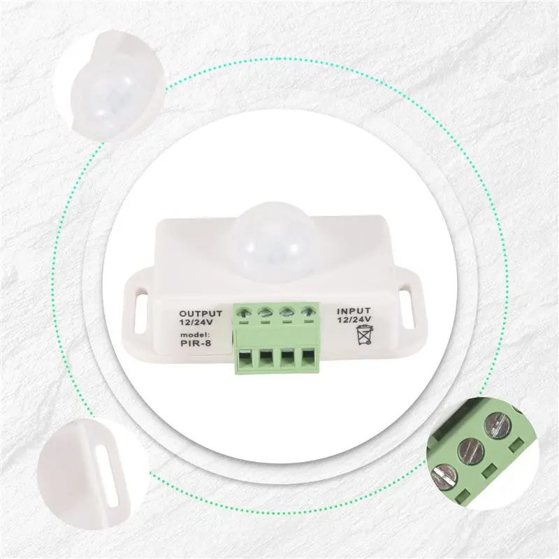 ABZZ-PIR Infrared Motion Sensor Detector, DC 12V-24V Strip Light Motion Sensor Switch, For Cupboard Cabinet Stairs Kitchen