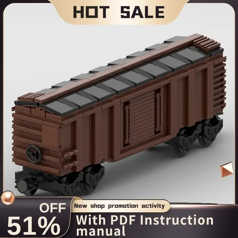 

New 488Pcs City Technical Train Tracks Railway Moc Vintage Box Car 40F Model Building Block Diy Creative Ideas Toy Birthday Gift