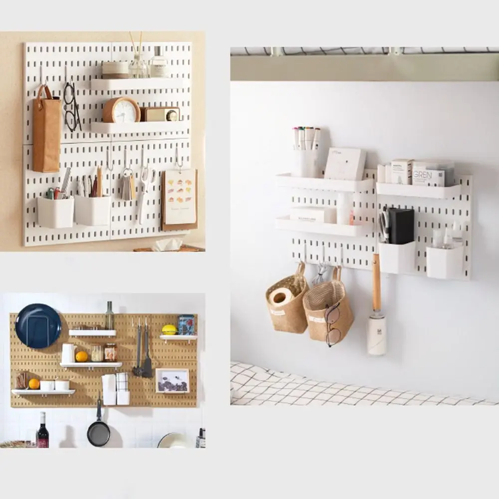 White Pegboard Storage Boxes Creative DIY Accessories No-Drilling Wall Organizer No Punching Plastic Hole Board Storage Case