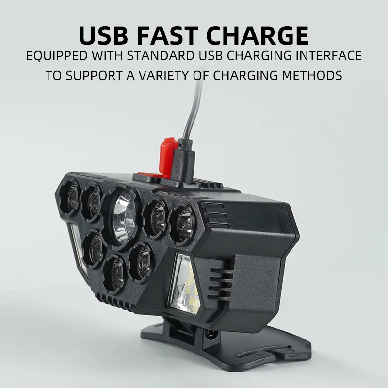 8 Safety Lights, Various Lights Can Be Switched, Multi-angle Adjustment and Sufficient Light for Hiking.